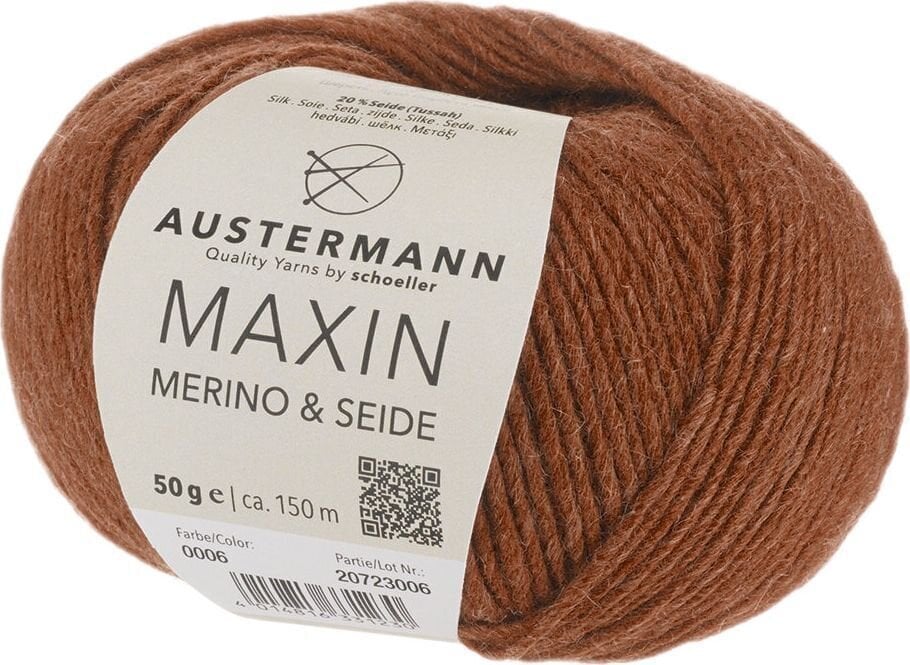 Pređa za pletenje Austermann Maxin Merino & Seide 90320-06 Cinnamon Pređa za pletenje