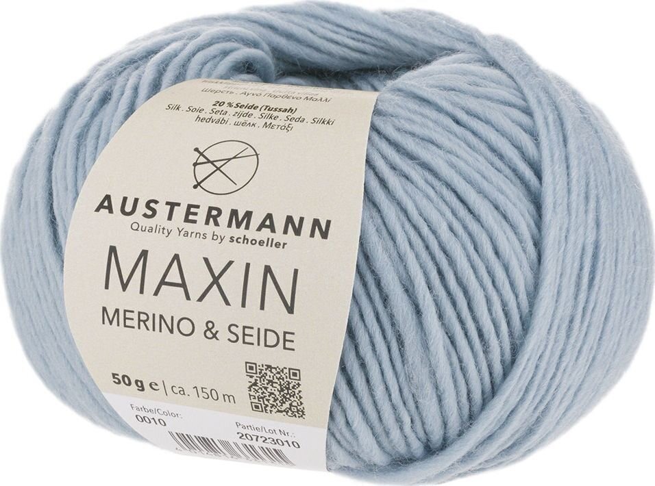 Pređa za pletenje Austermann Maxin Merino & Seide 90320-10 Ice Blue Pređa za pletenje