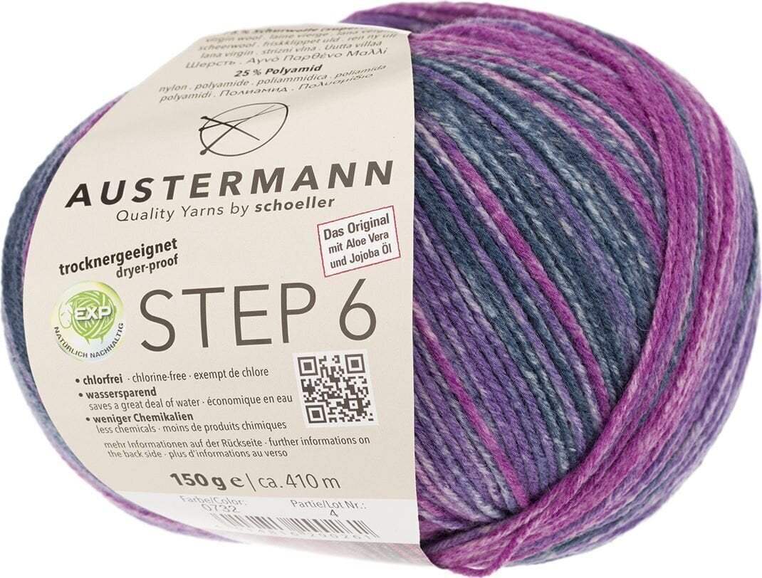 Pređa za pletenje Austermann Step 6 Color 97826-732 Kuchenknäuel Violet Pređa za pletenje