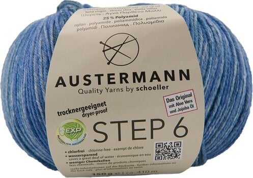Pređa za pletenje Austermann Step 6 Color 97826-734 Kuchenknäuel Petrol Blue Pređa za pletenje - 1