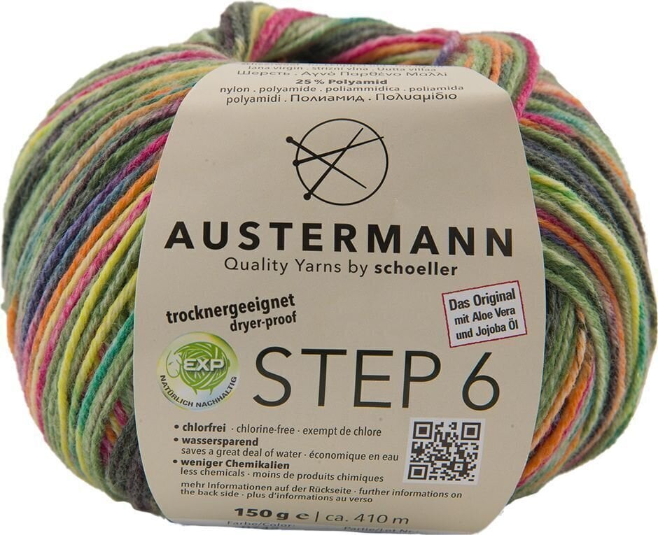 Pređa za pletenje Austermann Step 6 Color 97826-742 Kuchenknäuel Green Multicolour Pređa za pletenje