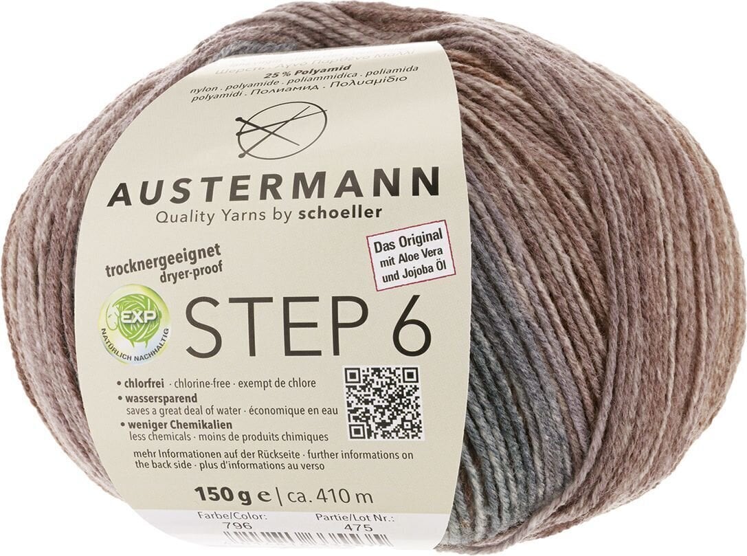 Pređa za pletenje Austermann Step 6 Color 97826-796 Kuchenknäuel Brown-Grey Pređa za pletenje
