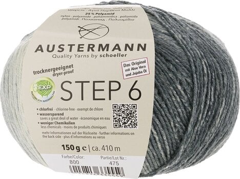Pređa za pletenje Austermann Step 6 Color 97826-800 Kuchenknäuel Black-Grey Pređa za pletenje - 1