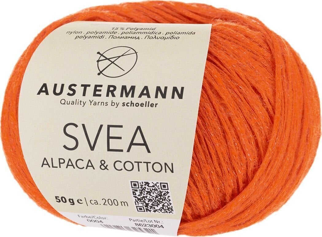 Pređa za pletenje Austermann Svea Alpaca & Cotton 90316-04 Orange Pređa za pletenje