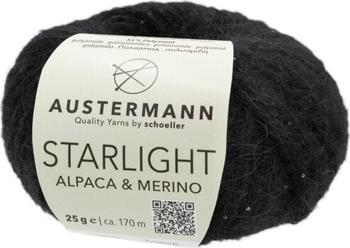 Pređa za pletenje Austermann Starlight Alpaca & Merino 90362-8 Black Pređa za pletenje - 1