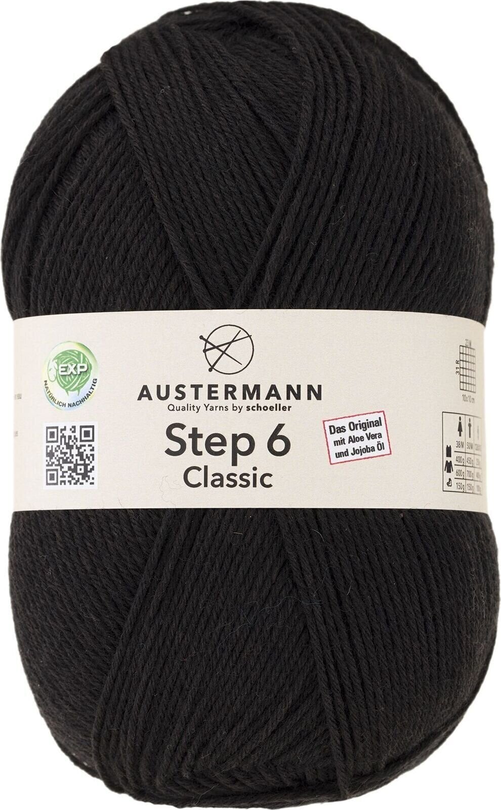 Pređa za pletenje Austermann Step 6 Classic 97693-6013 Black Pređa za pletenje