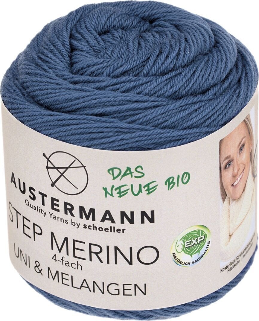 Filati per maglieria Austermann Step Merino 4 Uni & Melangen 90317-1006 Denim Filati per maglieria