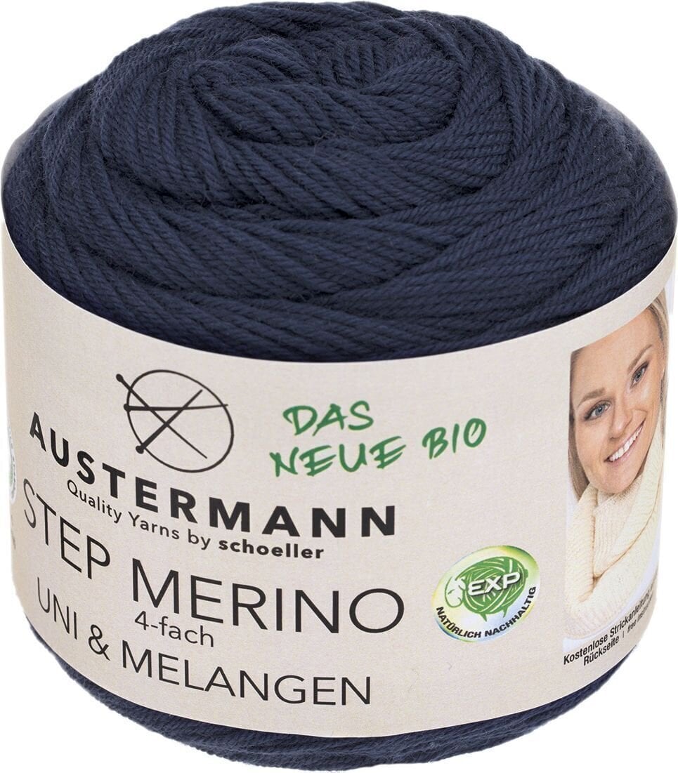 Neulelanka Austermann Step Merino 4 Uni & Melangen 90317-1007 Navy Neulelanka