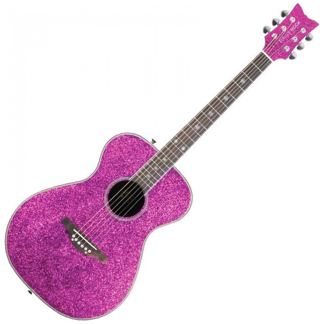 Guitarra folclórica Daisy Rock DR6205 Pixie Pink Sparkle
