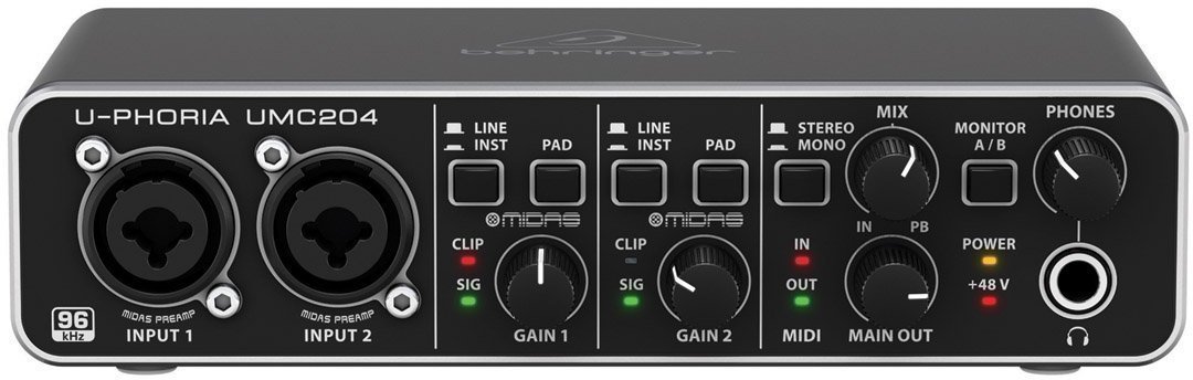 USB-audio-interface - geluidskaart Behringer UMC204 U-Phoria