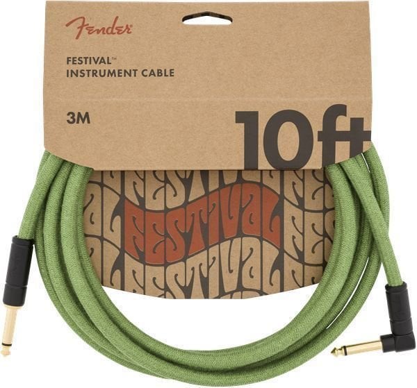 Nástrojový kabel Fender Festival Series Zelená 3 m Rovný - Lomený