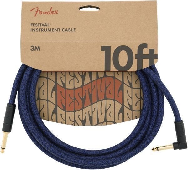 Nástrojový kabel Fender Festival Series Modrá 3 m Rovný - Lomený