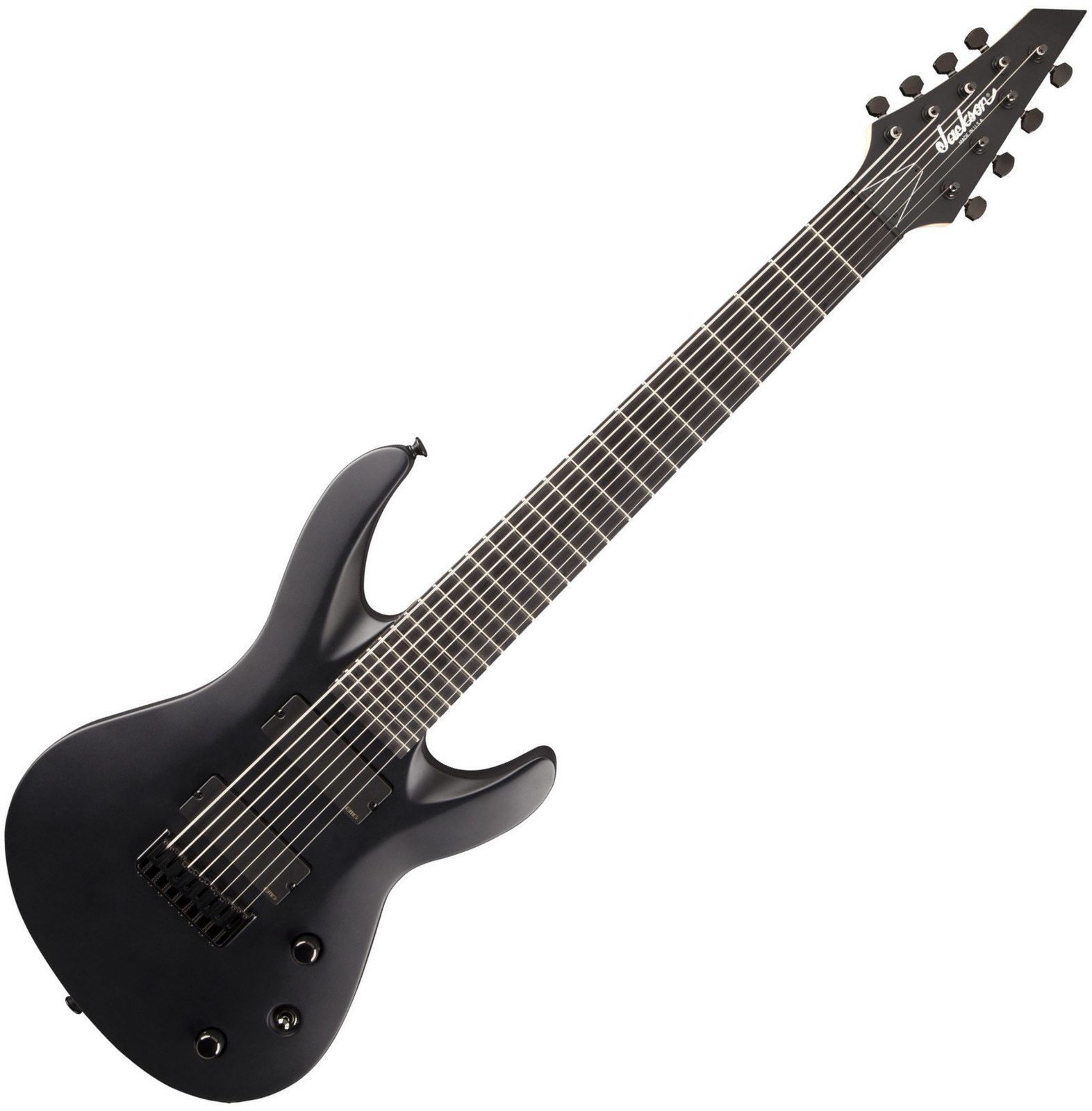 8-saitige E-Gitarre Jackson USA Select B8MG Deluxe Satin Black with Case