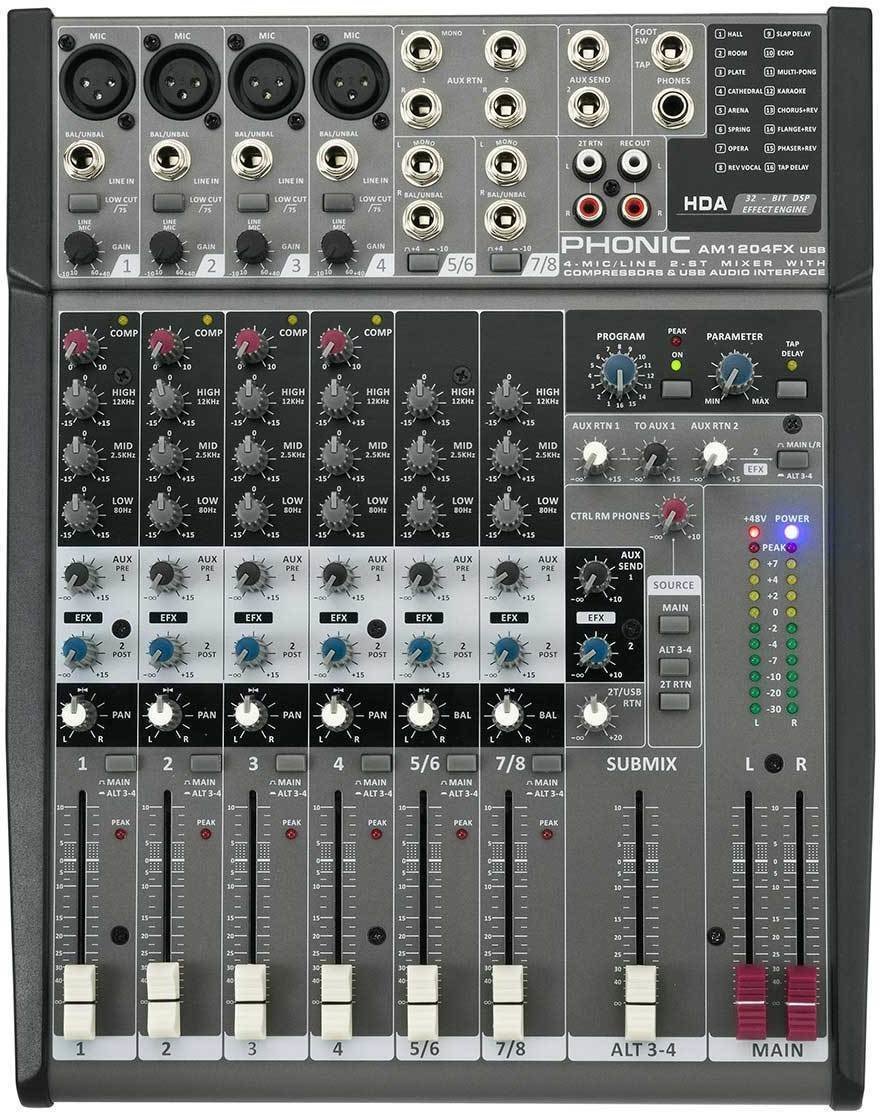 Mixer analog Phonic AM 1204FX USB