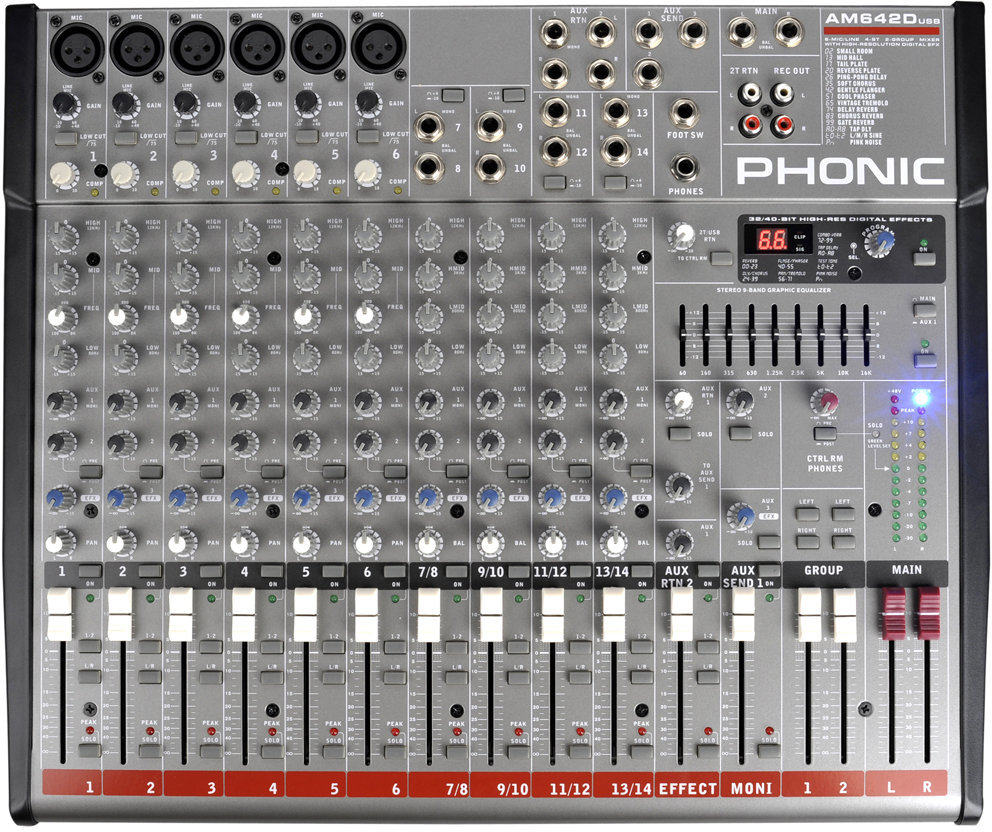 Analogni mix pult Phonic AM 642D USB