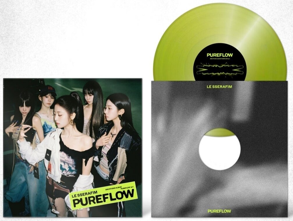 Vinyl Record Le Sserafim - 2nd Studio Album 'Pureflow' Pt.1 (Indie Exclusive) (Electric Yellow Glitter ver.) (LP)