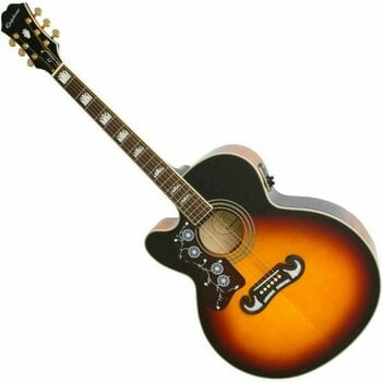 Jumbo elektro-akoestische gitaar Epiphone EJ-200SCE LH Vintage Sunburst - 1