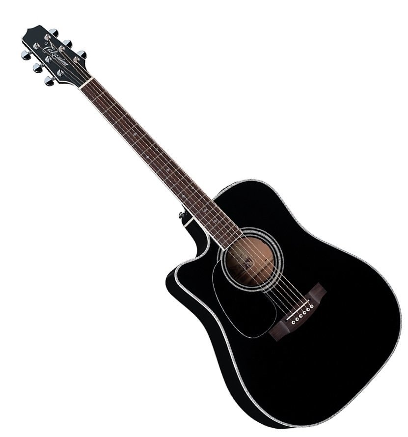 Dreadnought elektro-akoestische gitaar Takamine EF341SC-LH Black