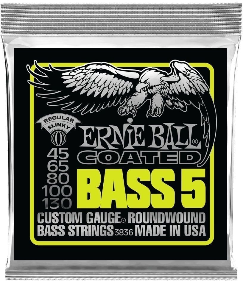Saiten für 5-saitigen E-Bass, Saiten für 5-Saiter E-Bass Ernie Ball 3836 Coated 45-130