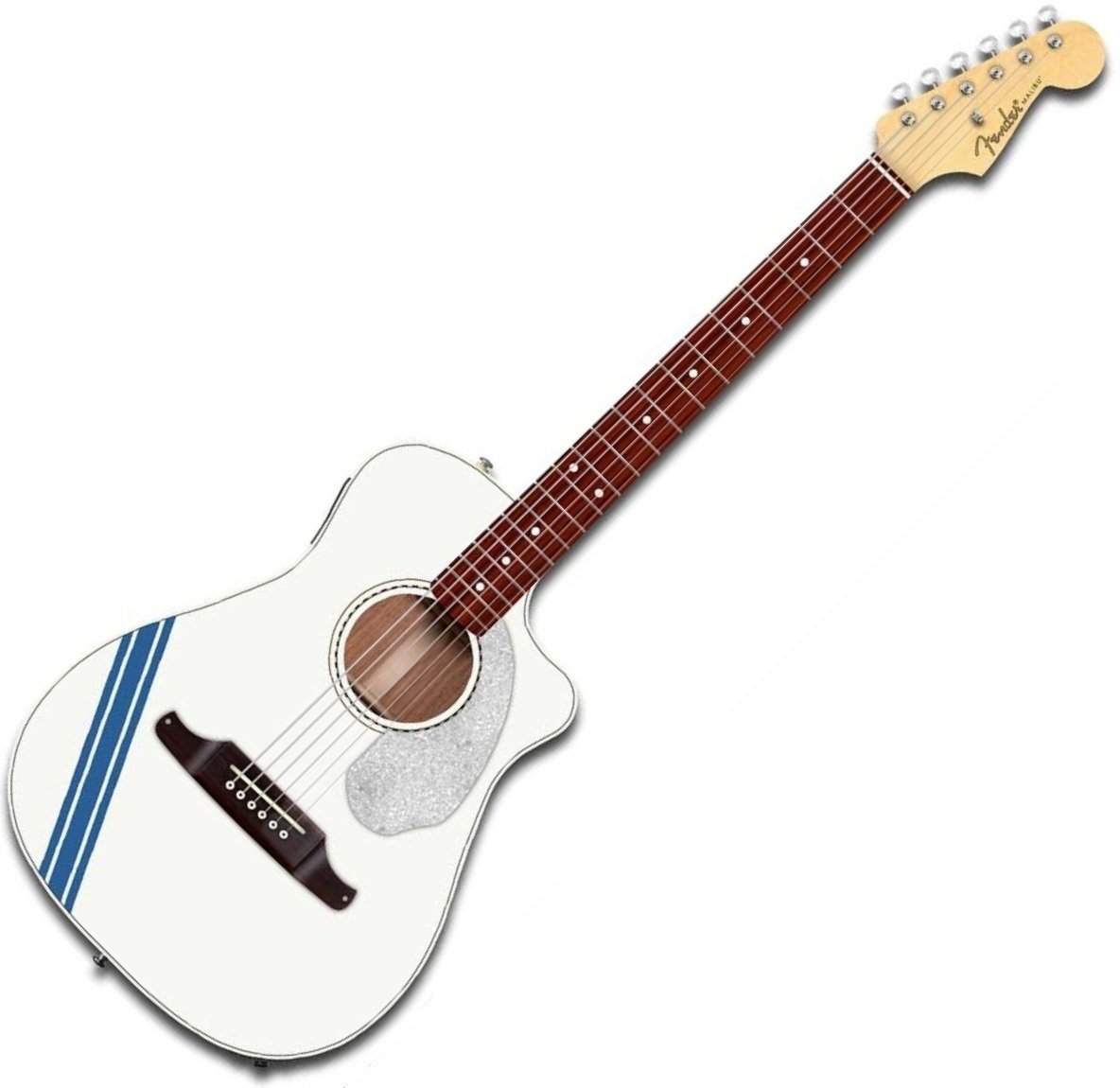 Elektro-akoestische gitaar Fender FSR Malibu Mustang Olympic White RS
