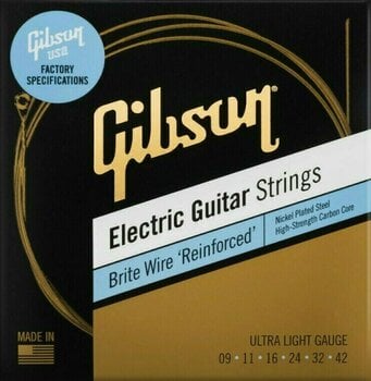 Cordes pour guitares électriques Gibson Brite Wire Reinforced 9-42 - 1