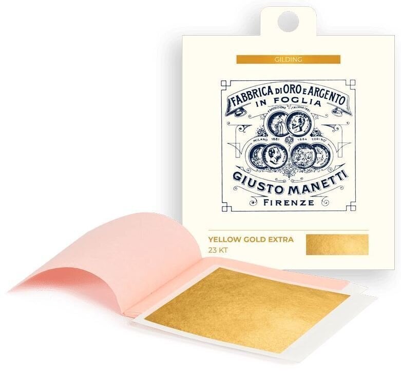 Banhado a ouro Giusto Manetti Battiloro Gold Leaf Books - Folha de ouro 80 x 80 mm 13 g Yellow Gold Extra 23 kt Transfer 5 Leaves