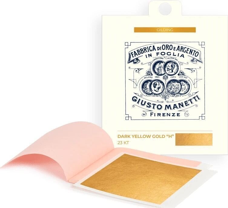 Guldbelægning Giusto Manetti Battiloro Gold Leaf Books - Bladguld 80 x 80 mm 13 g Dark Yellow Gold"H" 23 kt Transfer 5 Leaves