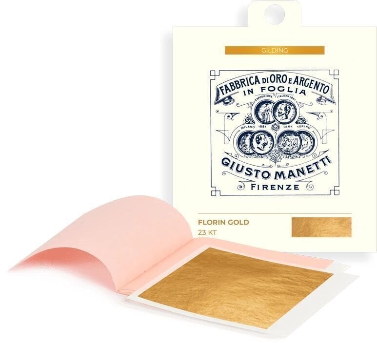 Banhado a ouro Giusto Manetti Battiloro Gold Leaf Books - Folha de ouro 80 x 80 mm 14 g Florin Gold 23 kt Loose Transfer 5 Leaves