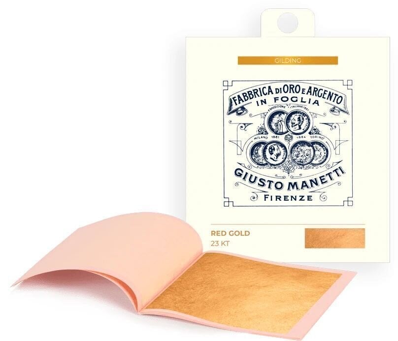 Kultapinnoitus Giusto Manetti Battiloro Gold Leaf Booklet - Lehtikulta 80 x 80 mm 14 g Red Gold 23 kt Loose 25 Leaves