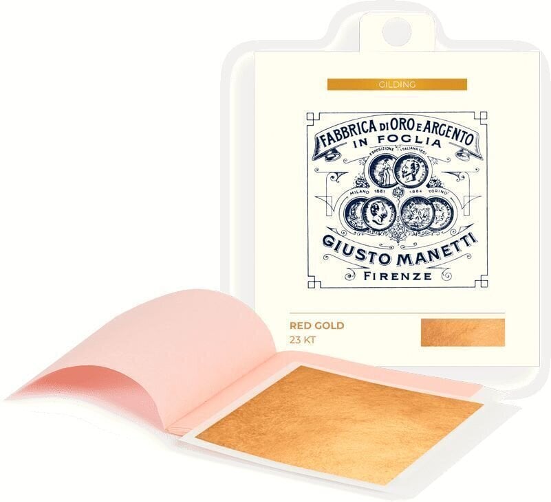 Gold-Plating Giusto Manetti Battiloro Gold Leaf Booklet - 80 x 80 mm 14 g Red Gold 23 kt Transfer 25 Leaves