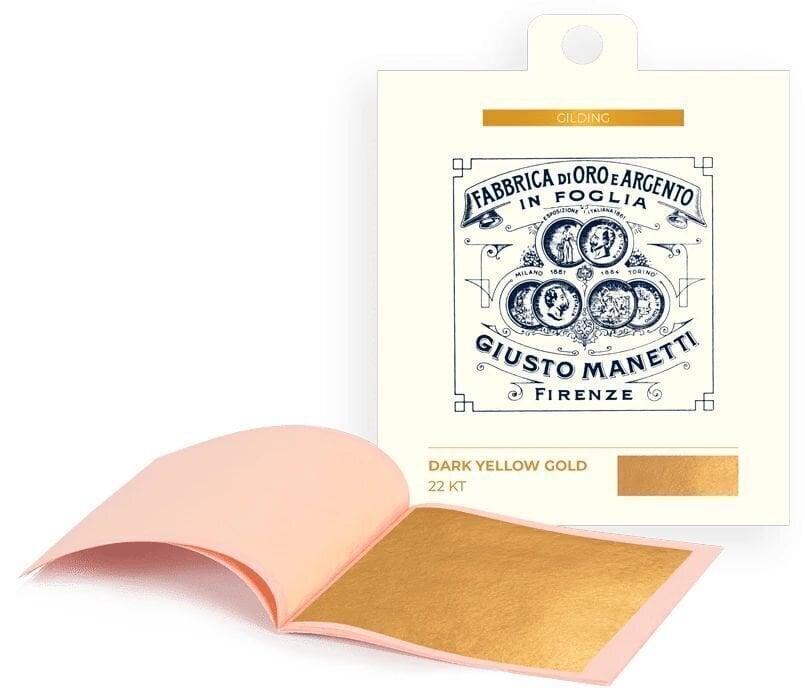 Kultapinnoitus Giusto Manetti Battiloro Gold Leaf Books - Lehtikulta 80 x 80 mm 13 g Dark Yellow Gold 22 kt Loose 5 Leaves