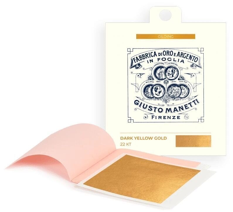 Gold-Plating Giusto Manetti Battiloro Gold Leaf Books - 80 x 80 mm 13 g Dark Yellow Gold 22 kt Transfer 25 Leaves
