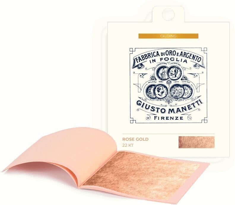 Banhado a ouro Giusto Manetti Battiloro Gold Leaf Books - Folha de ouro 80 x 80 mm 16 g Rose Gold 22k Loose 5 Leaves