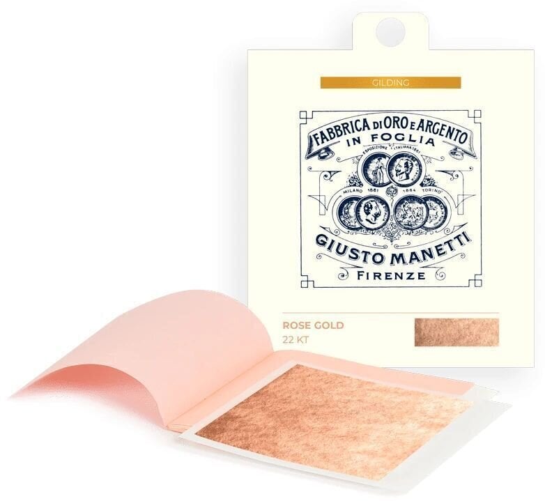 Guldbelægning Giusto Manetti Battiloro Gold Leaf Books - Bladguld 80 x 80 mm 16 g Rose Gold 22k Transfer 5 Leaves