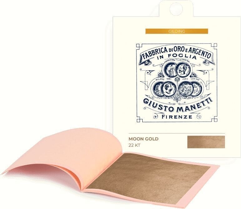 Banhado a ouro Giusto Manetti Battiloro Gold Leaf Books - Folha de ouro 80 x 80 mm 14 g Moon Gold 22 kt Loose 5 Leaves