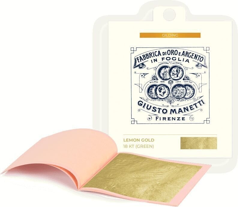 Kultapinnoitus Giusto Manetti Battiloro Gold Leaf Books - Lehtikulta 80 x 80 mm 14 g Lemon (Green) Gold 18 kt Loose 5 Leaves