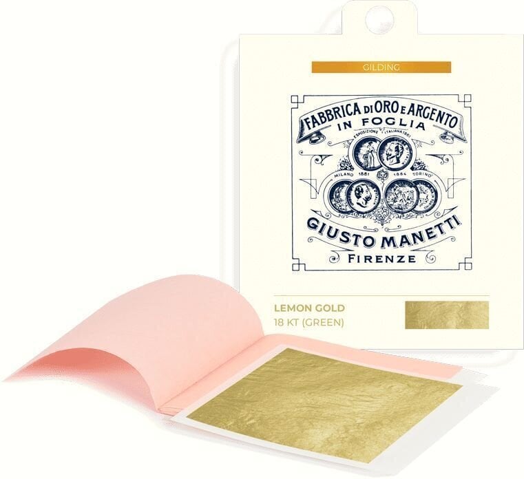 Banhado a ouro Giusto Manetti Battiloro Gold Leaf Books - Folha de ouro 80 x 80 mm 14 g Lemon (Green) Gold 18 kt Transfer 5 Leaves