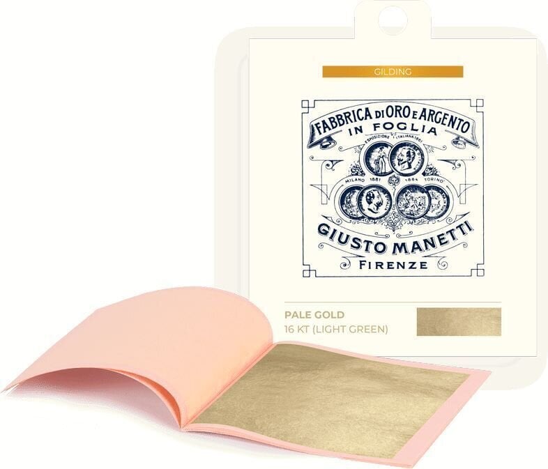 Guldbelægning Giusto Manetti Battiloro Gold Leaf Books - Bladguld 80 x 80 mm 14 g Pale Green Gold 16 kt Loose 5 Leaves