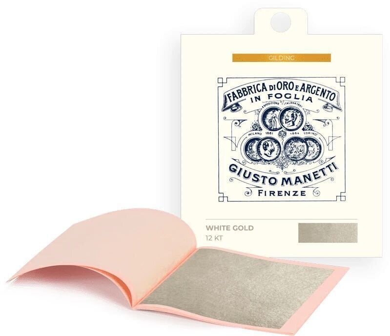 Banhado a ouro Giusto Manetti Battiloro Gold Leaf Books - Folha de ouro 80 x 80 mm 14 g White Gold 12 k Loose 5 Leaves