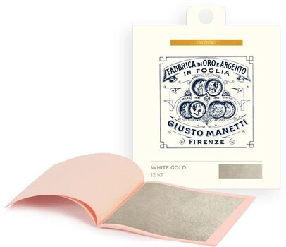 Banhado a ouro Giusto Manetti Battiloro Gold Leaf Books - Folha de ouro 80 x 80 mm 14 g White Gold 12 k Loose 5 Leaves - 1