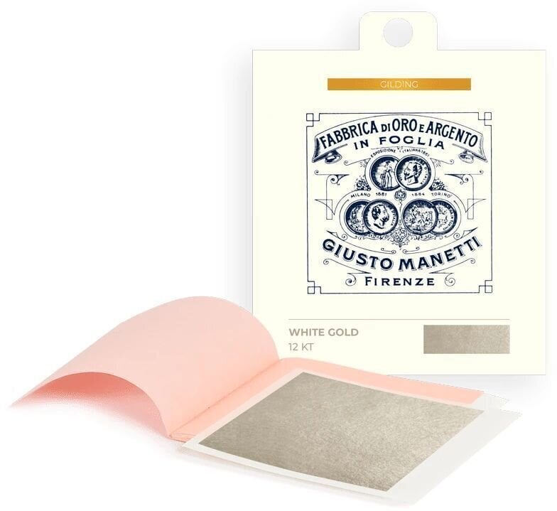 Banhado a ouro Giusto Manetti Battiloro Gold Leaf Books - Folha de ouro 80 x 80 mm 14 g White Gold 12 k Transfer 5 Leaves