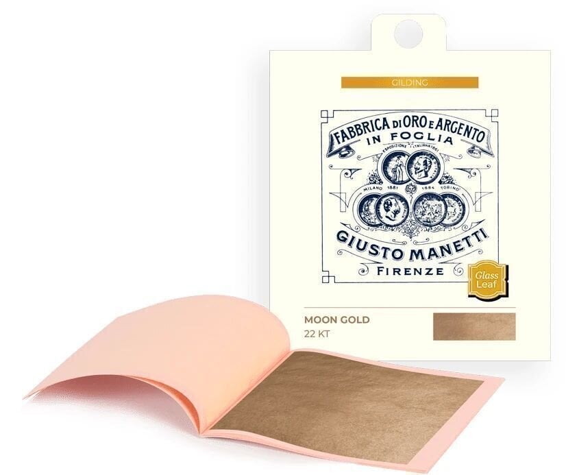 Kultapinnoitus Giusto Manetti Battiloro Gold Leaf for Glass - Lehtikulta 86 x 86 mm 16 g Moon 22 kt Loose 25 Leaves