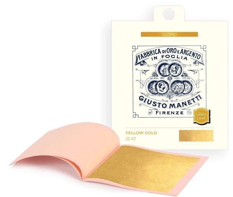 Kultapinnoitus Giusto Manetti Battiloro Gold Leaf for Glass - Lehtikulta 86 x 86 mm 16 g Yellow 22 kt Loose 25 Leaves