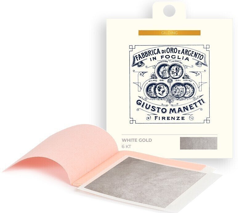 Guldbelægning Giusto Manetti Battiloro Gold Leaf Books - Bladguld 80 x 80 mm 13 g White Gold 6 kt Transfer 5 Leaves