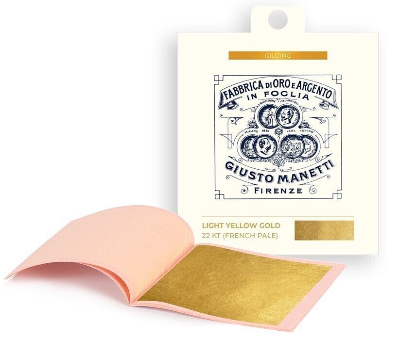 Banhado a ouro Giusto Manetti Battiloro Gold Leaf Books - Folha de ouro 80 x 80 mm 14 g Light Yellow Gold 22 kt Loose 5 Leaves