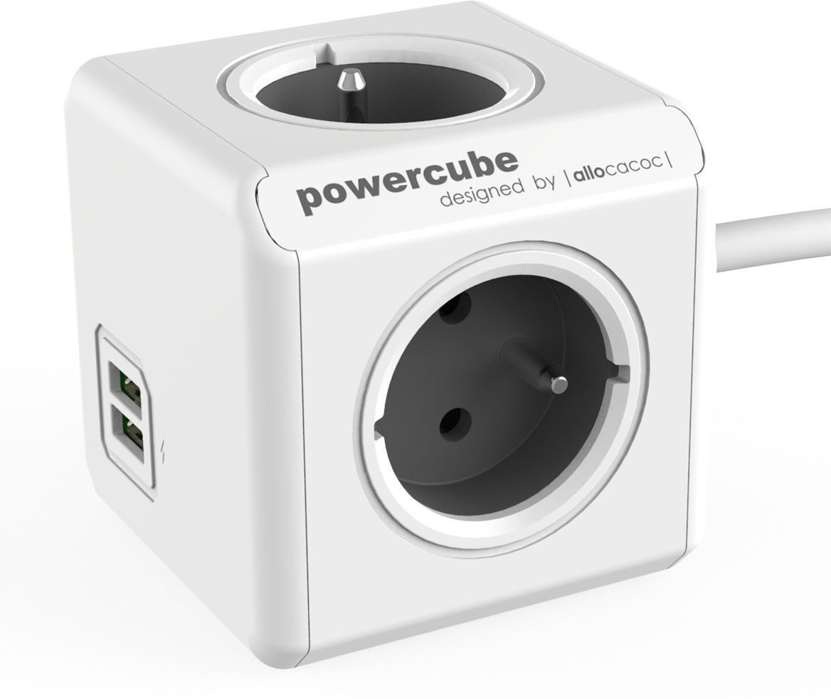 Stromkabel PowerCube Extended Grau 150 cm USB
