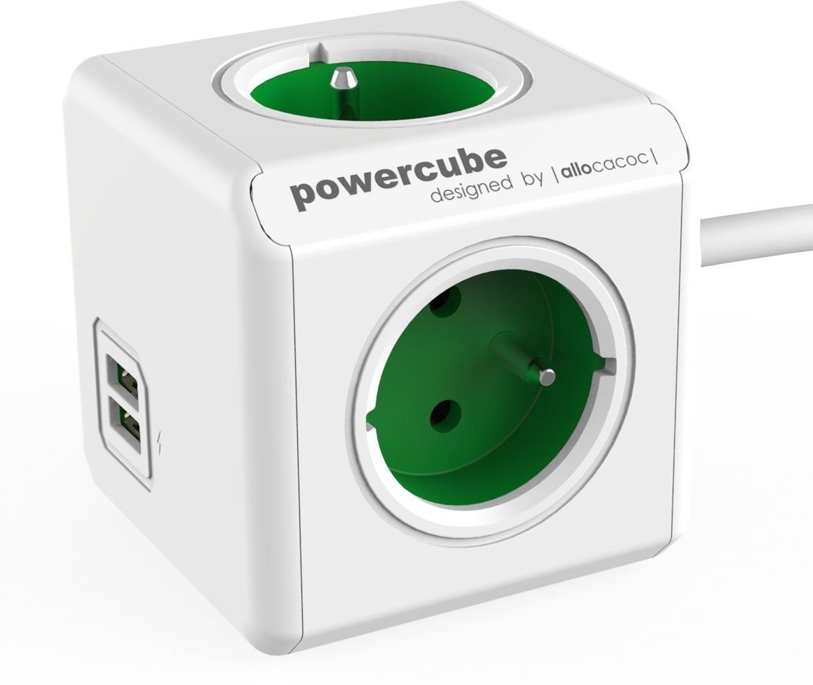 Sieťový napájací kábel PowerCube Extended Zelená 150 cm USB
