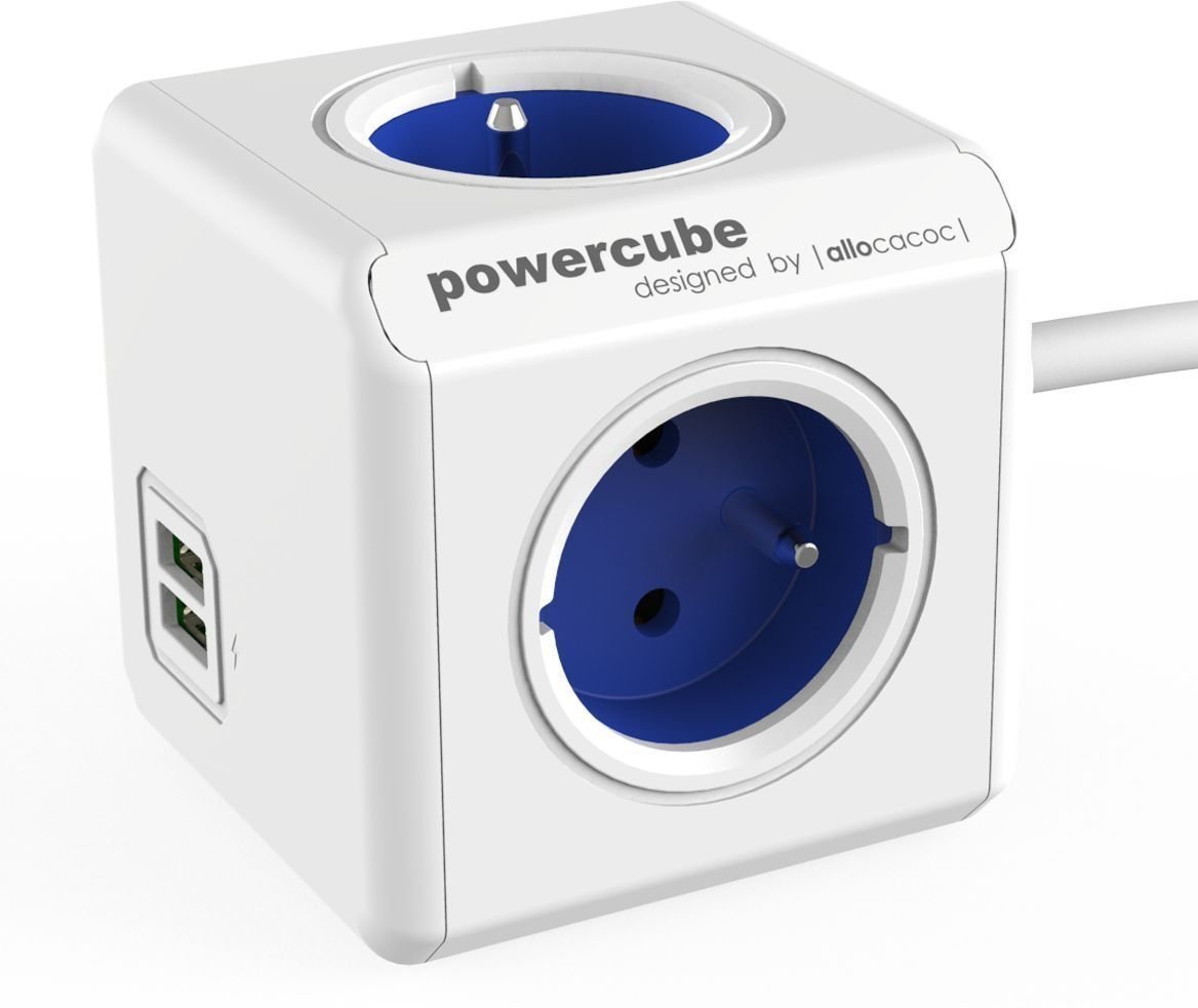 Síťový napájecí kabel PowerCube Extended Modrá 150 cm USB