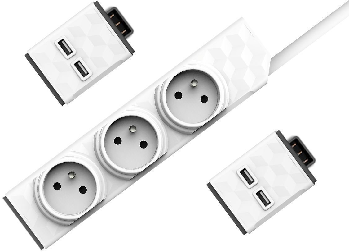 Voedingskabel PowerCube PowerStrip Modular 3M Cable + 2x USB Modul