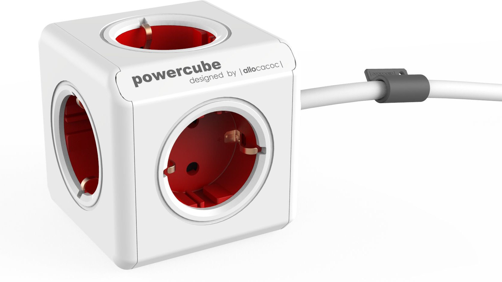 Síťový napájecí kabel PowerCube Extended Bílá-Červená 150 cm Schuko